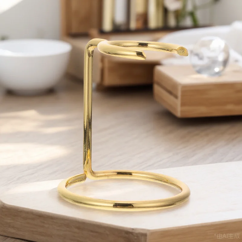 

Shaving Brush Stand Metal Razor Holder for Men Beard Easy Safe Convenient Storage Golden Barber Shaving Brush Rack