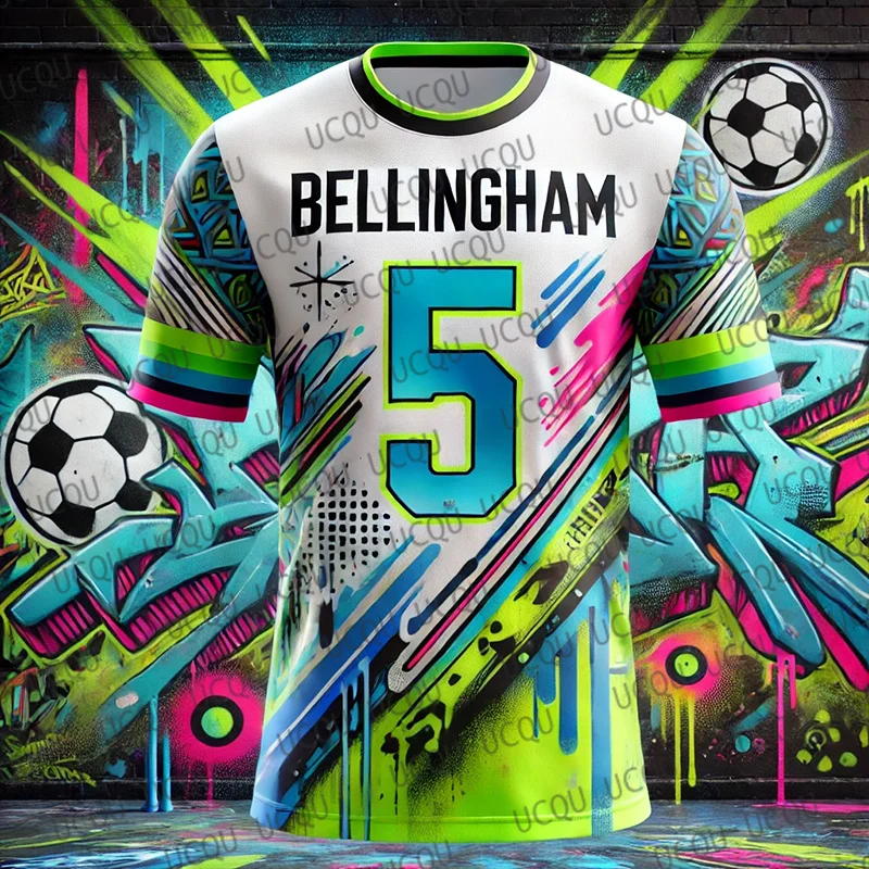 2025New Special Edition Graffiti Bellingham No.5 Football Jersey Fashion Training Uniform Breathable Oversize Men's Sport Tshirt