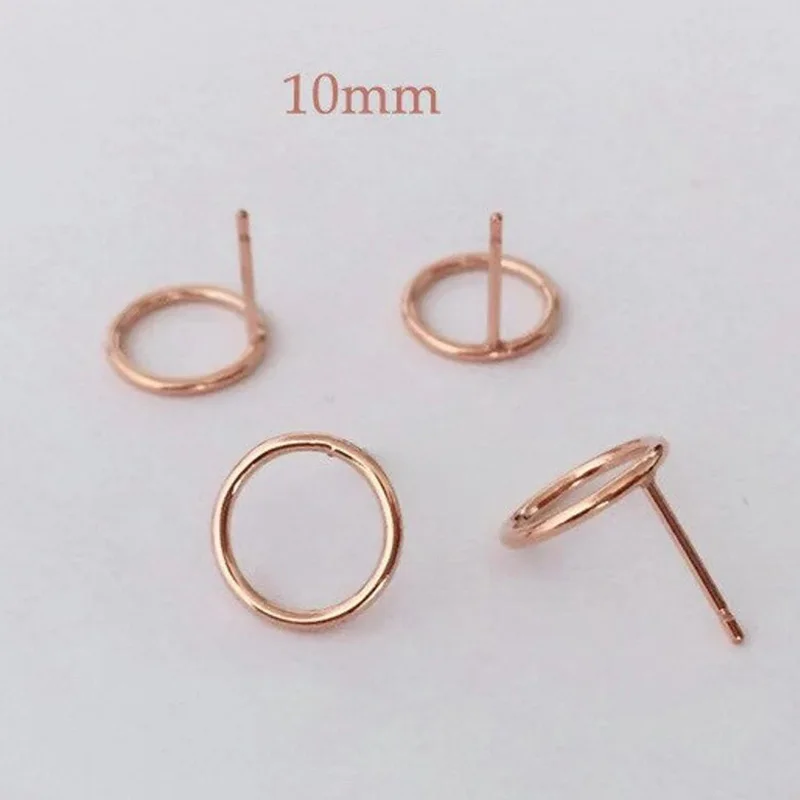 Pendiente circular de oro rosa de 14 quilates, 7/10/15mm, anillo redondo, venta al por mayor, accesorios de joyería DIY a granel