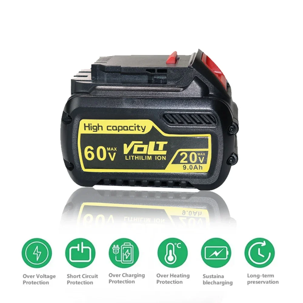 Batería de iones de litio de repuesto para herramienta eléctrica Dewalt, 60V, 9000mAh, DCB609, DCB200, DCB606, DCB205, DCB206, DCB209, DCB182