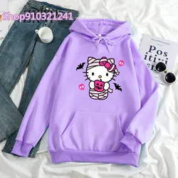 Fashion Women Hoodie Cat Hoodies Spring Autumn Purple Hoodie Sweatshirt Halloween Tops Clothing Oversized Pullover