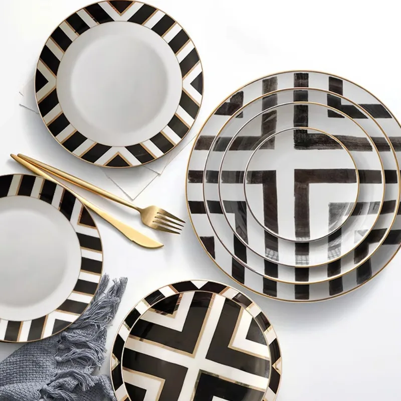 

Ceramic wedding tableware set luxury bone china tableware porcelain plate