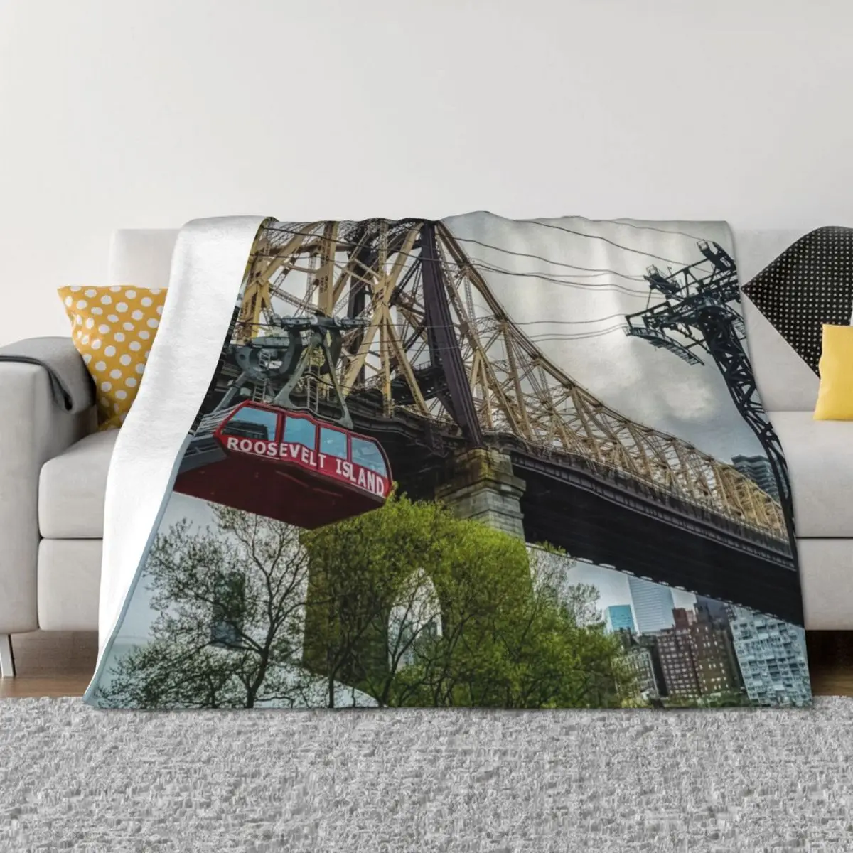 Roosevelt Island Tram, manta de puente de Queesnboro para sofá, regalos finos de Navidad, ideas de regalos de San Valentín, mantas multiusos