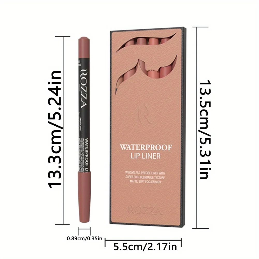 ชุดดินสอเขียนขอบปากเนื้อไม้เนียนละเอียดพิเศษ 6 ชิ้น/ชุด - คอลเลคชั่นสีน้ำตาลนู้ด, เนื้อกำมะหยี่แมทท์ ติดทนนาน กันน้ำ 18 สี