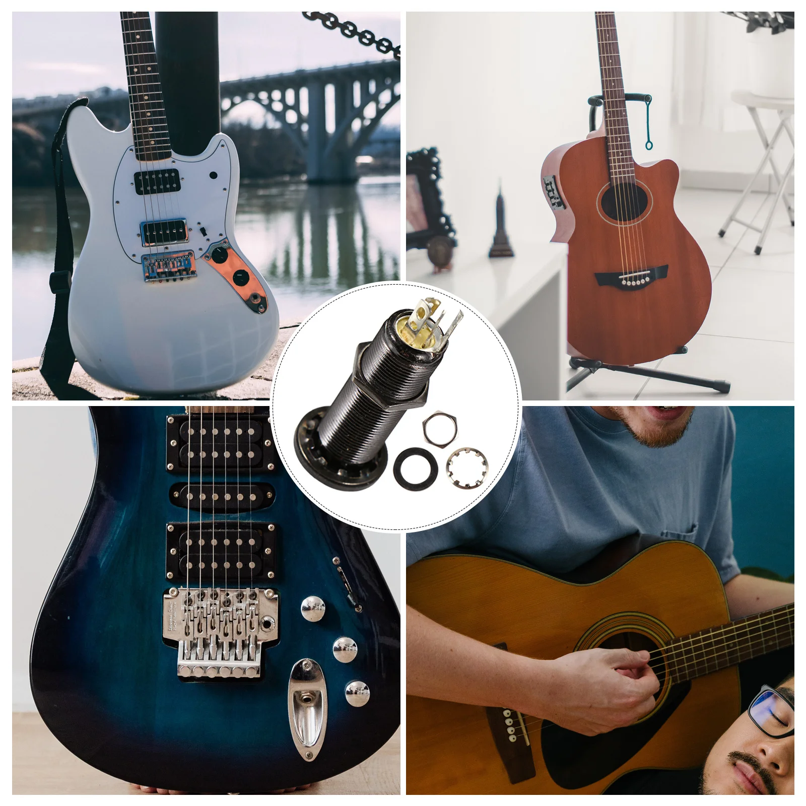 

Guitar Bass Barrel Jack Cylinder Replacement Flush Mount Stereo Jack Output Input Socket For Electric Acoustic Guitar