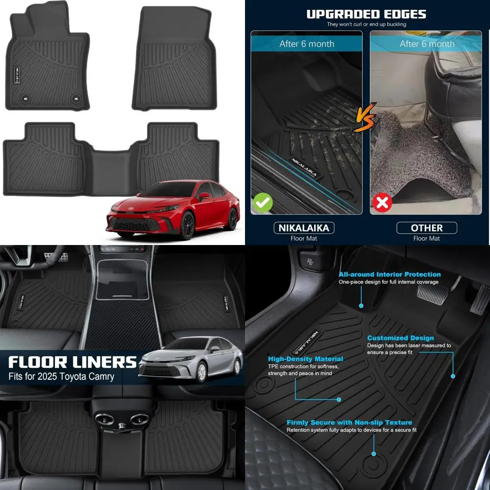 

Коврики для Toyota Camry 2025 2026 (в комплект гибридных) для защиты от любых погодных воздействий, резиновые полный комплект из ТПЭ, 20 автомобильных напольных вкладышей