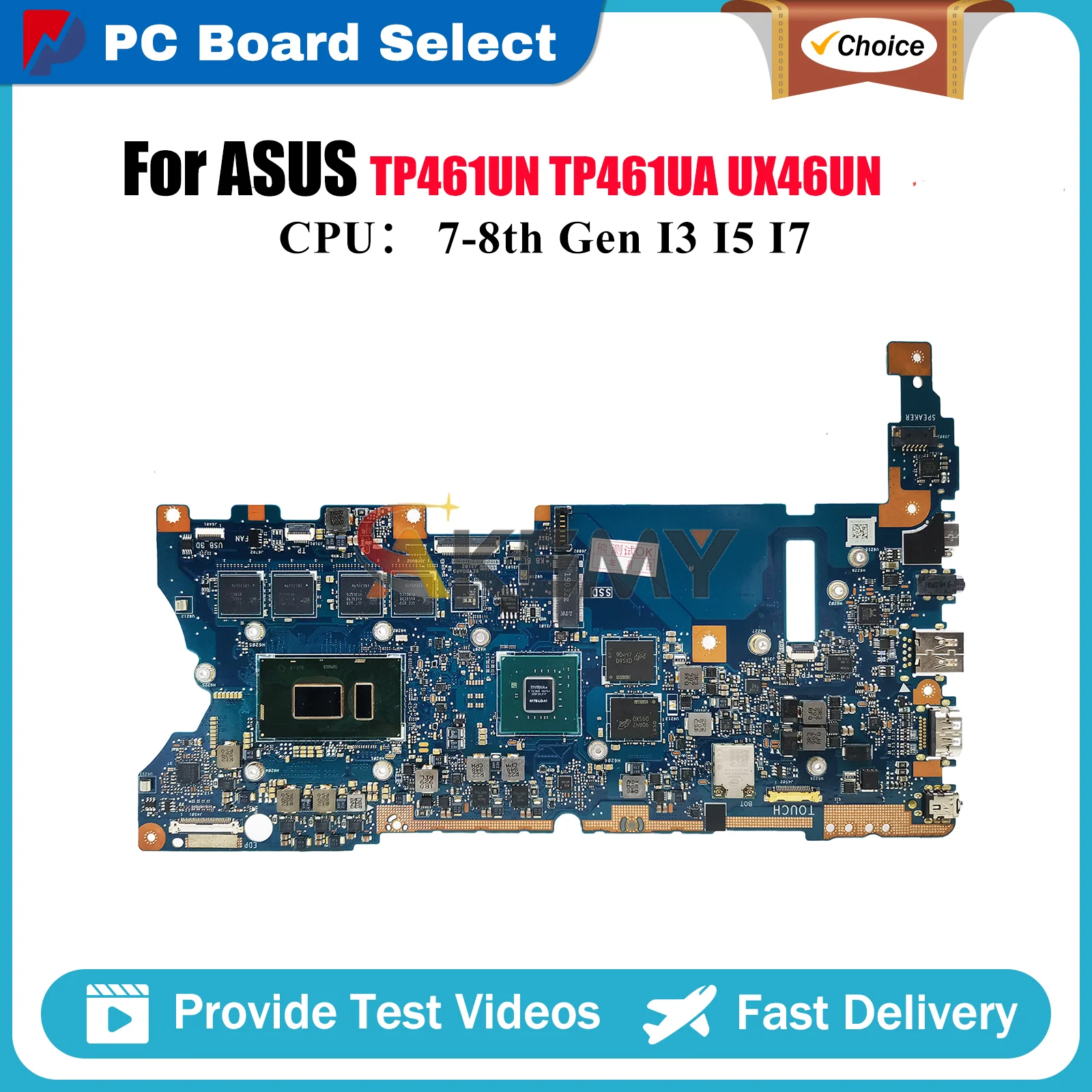 UX461UN carte mère d'ordinateur portable pour ASUS ZenBook UX461 TP461UN UX46UN TP461UA carte mère pour ordinateur portable avec processeur I3 I5 I7 100% tests OK stk