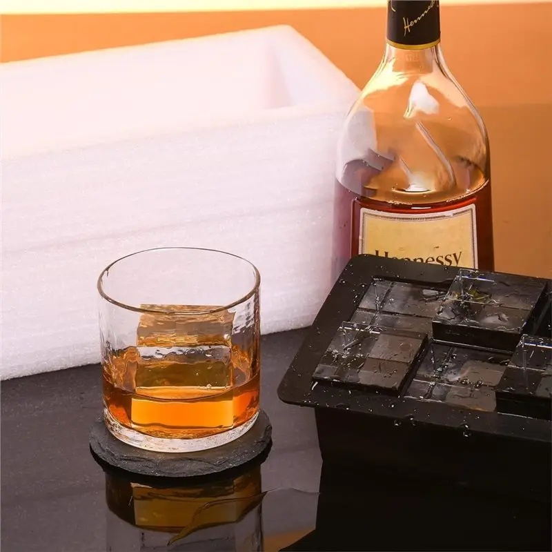 EYFL-1Pc Whiskey-Shaped Plastic Silicone Square Ice Tray-Easy To Remove, Modern-Style Silicone Mold,Whiskey Ice Mold