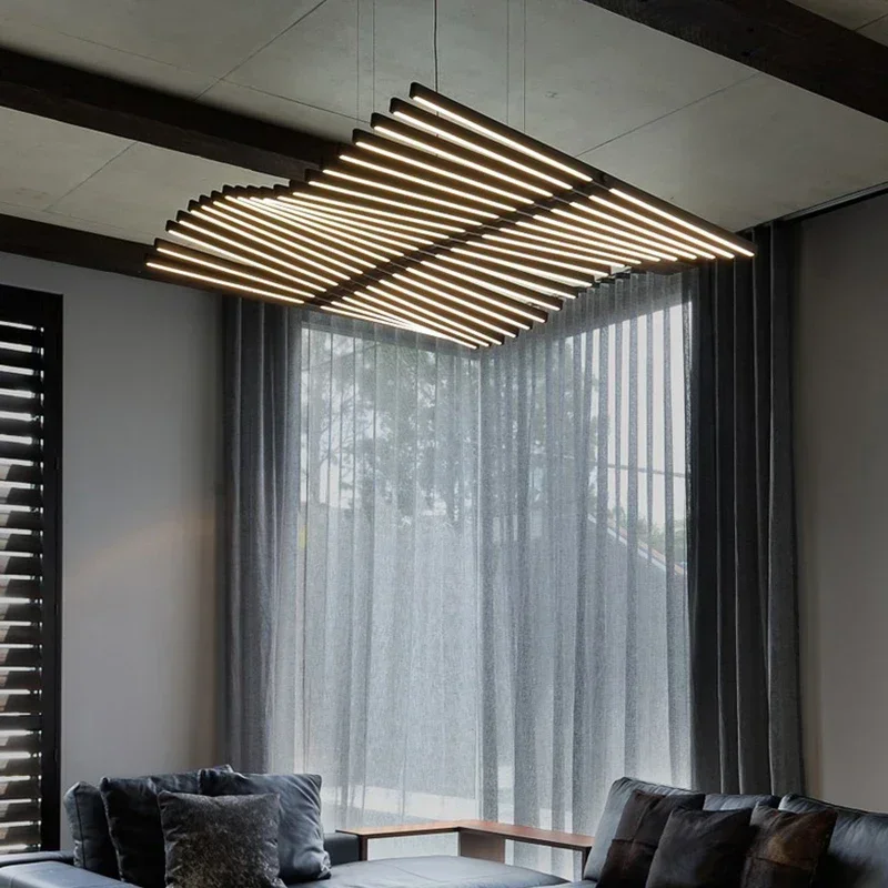 Nordic Luxury Living Room Fish Bone Design Chandelier Dining Room LED Ceiling Light Bedroom Home Decor Dimmable Pendant Lights