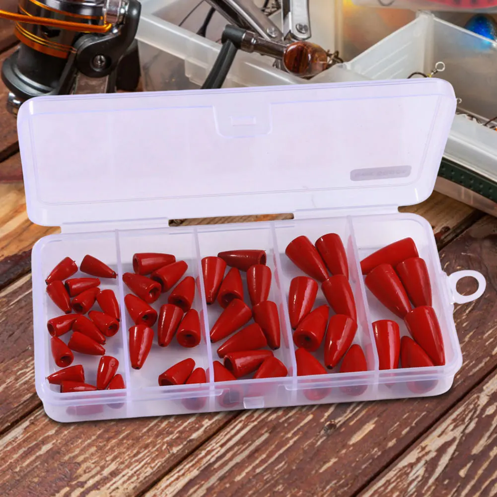 50 قطعة الرصاص الصيد الغطاسون دودة الأوزان زلة معدات صيد الأسماك مجموعة ل باس الصيد الأوزان المياه المالحة المياه العذبة