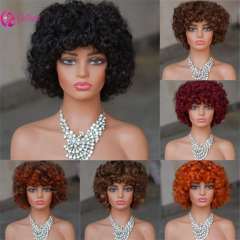 

230% Density Loose Curly Pixie Wig Brazilian Virgin Remy Human Hair Full Lace High Quality Comfortable Natural Look Color 1B 99J