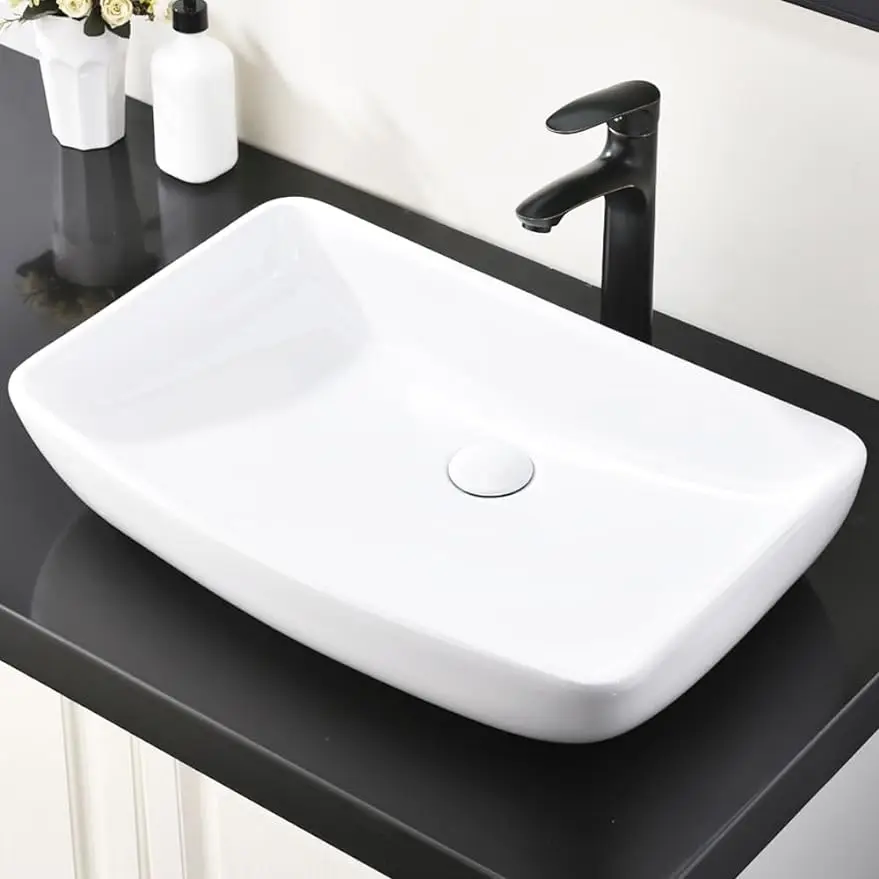 

Hotis 23" x 15" White Vessel Sink, Modern Porcelain Ceramic Above Counter Bathroom vessel sinks for bathrooms