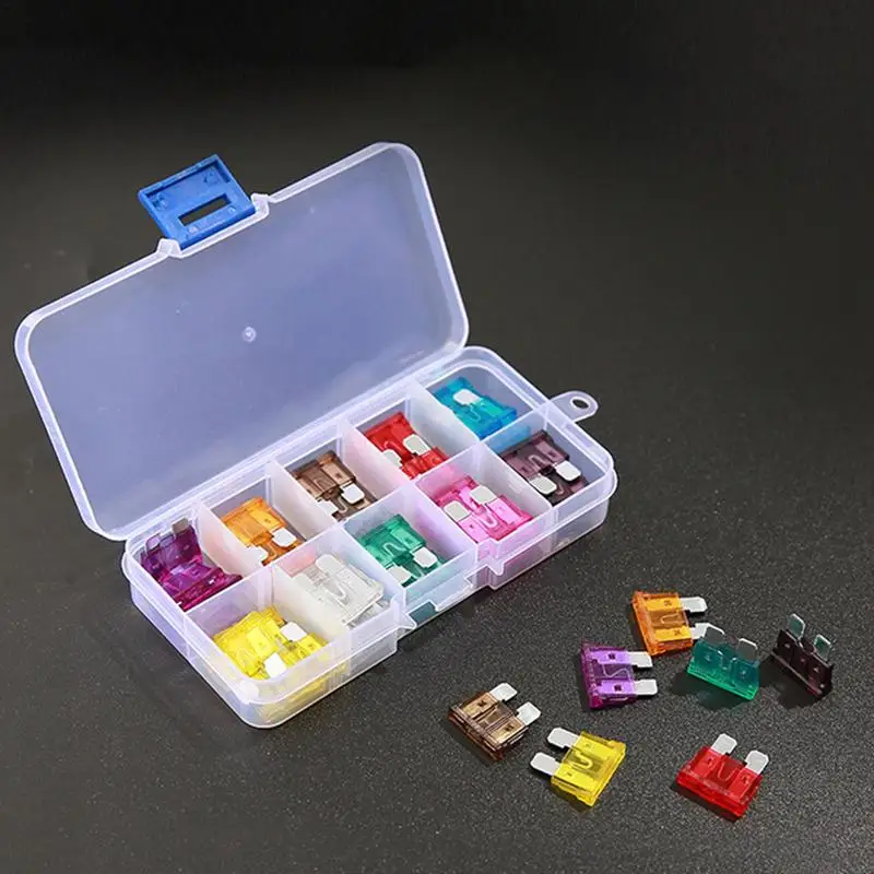 Car Fuses Assortment Kit 50PCS Medium Size Car Truck Fuses Set Easy To Use Fuses Automotive Kit With Storage Box For Truck