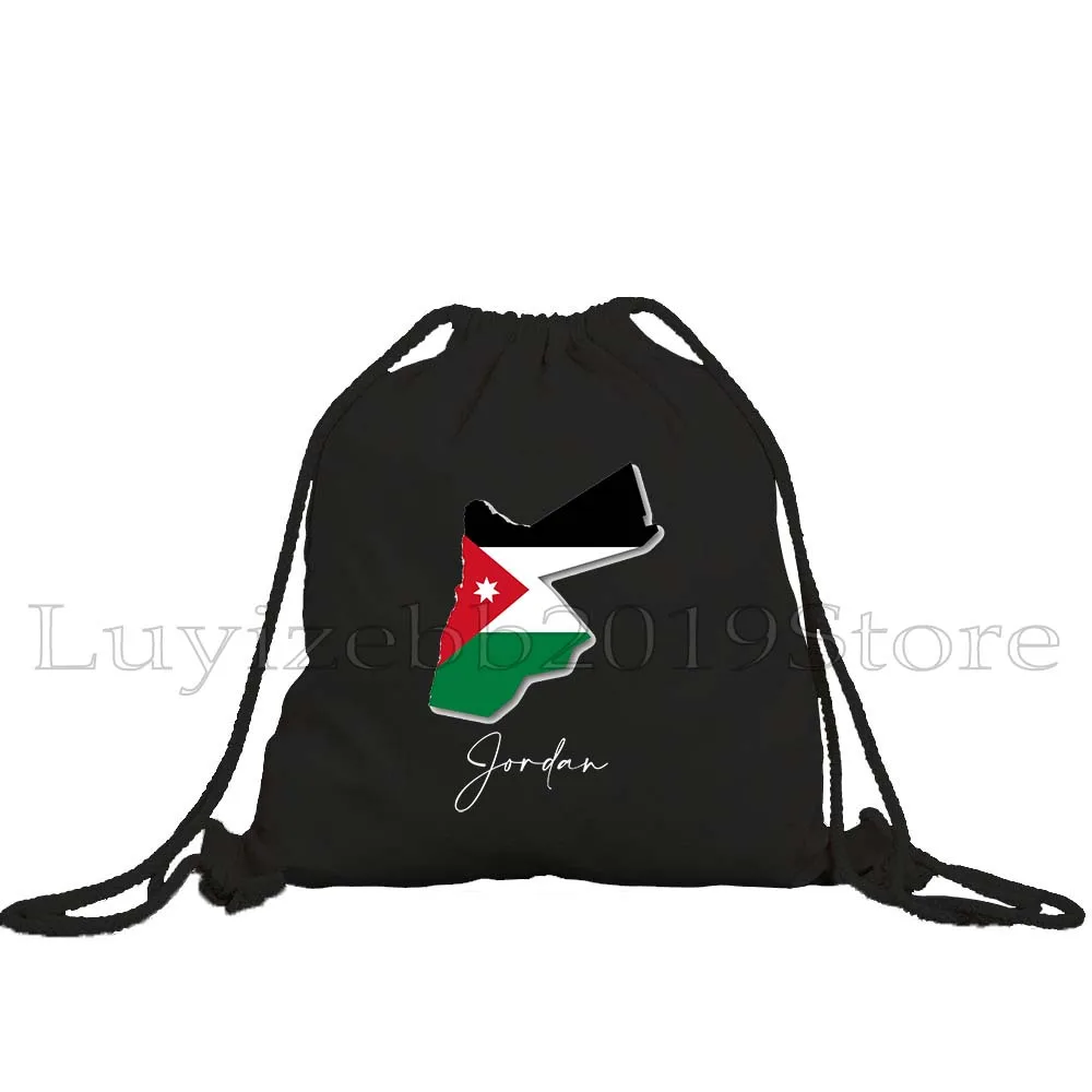Petra Jordan Flag Map Round Emblem Jordan Lake North Carolina Drawstring Bags Soccer Backpack Gym Sackpack Cute Gifts String Bag
