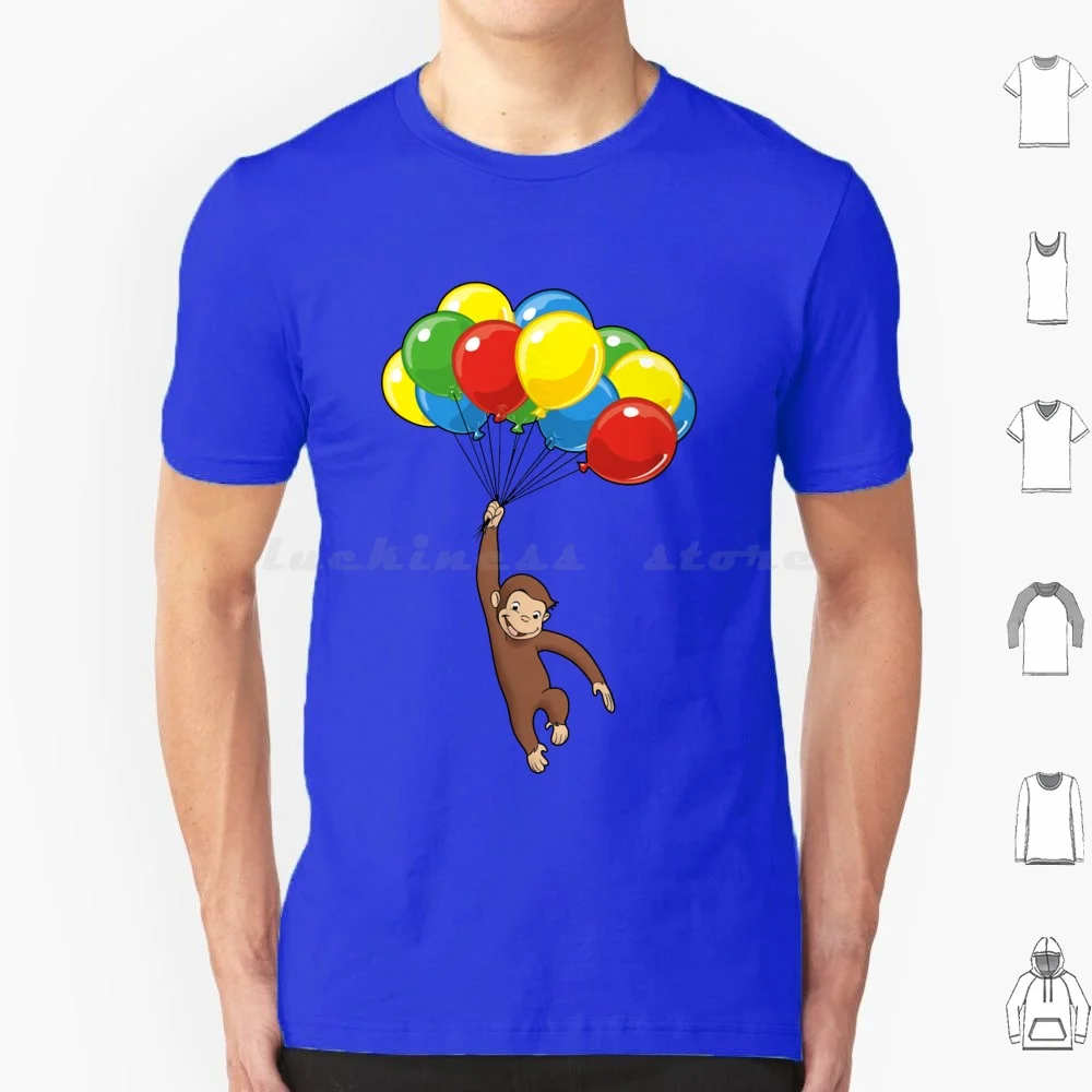 

Curious George With Balloons T Shirt Cotton Men Women DIY Print Curious George Curious George Curious Monkey Georges Le Singe