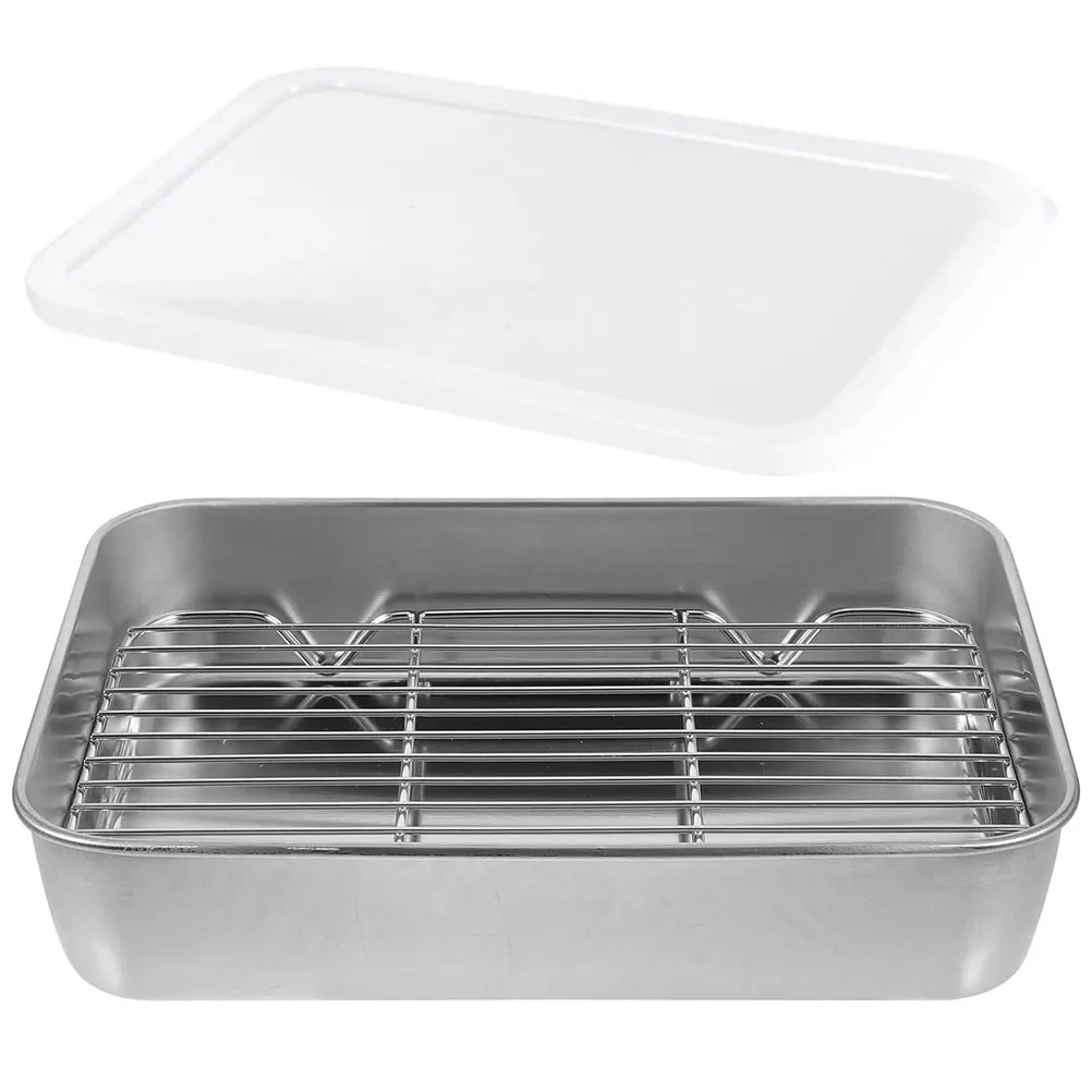 

1Set Sealed Food Pan Stainless Keeping Container for Home Kitchen Storage Grilling Reusable Fridge Food Organizer