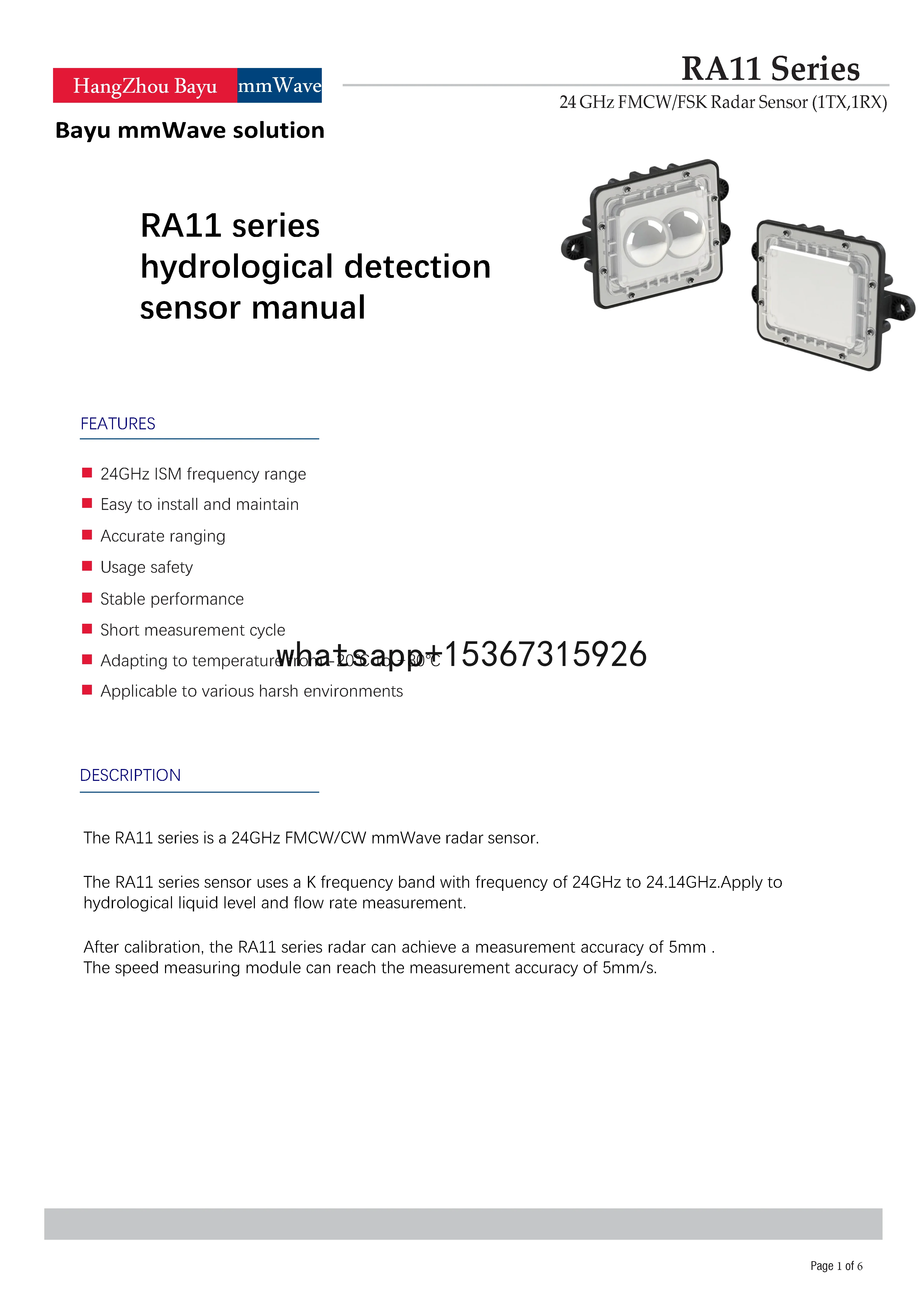 High Quality 24GHz FMCW Radar Module Hydrological Detection Sensor Mmwave Radar Sensor For Fluid Measurement