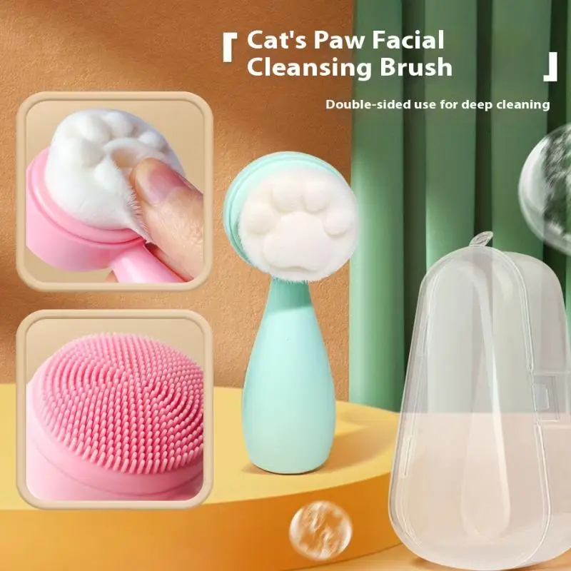 Double-Sided Face Brush 2-in-1 Exfoliating & Massage Tool Spa Wrist Washband Silicone Cleansing Brush For Deep Pore Clean