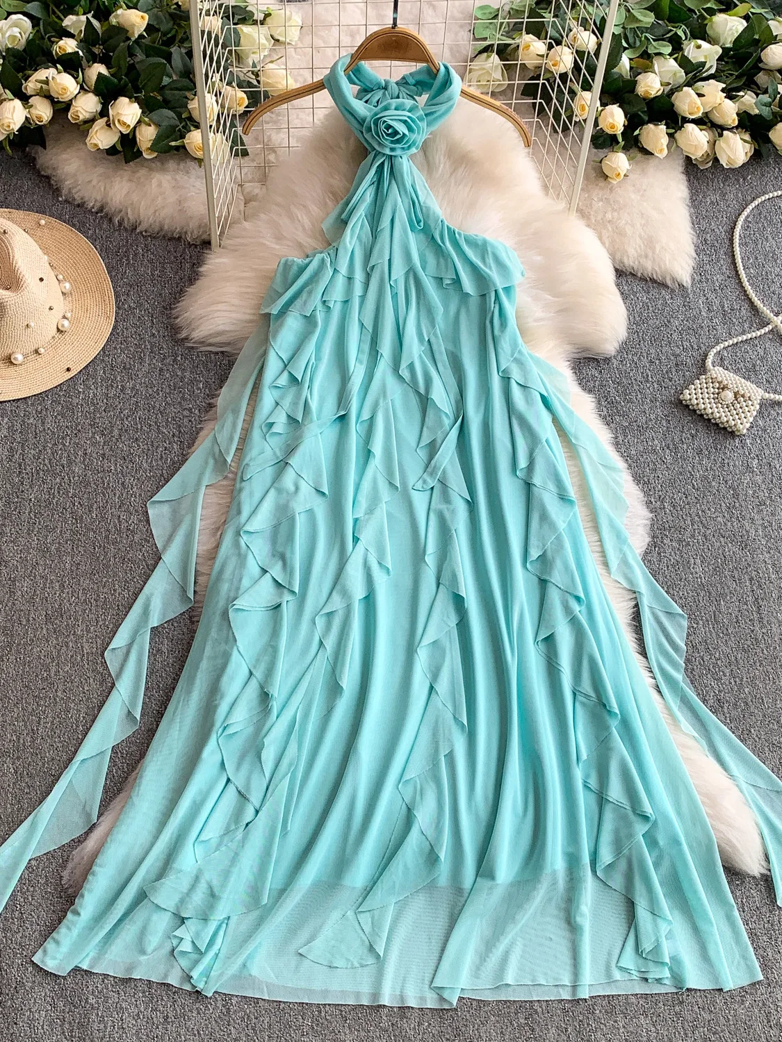 

Beach Vaion Sle Sexy Bal с цветочным принтом Hanging Ne Dr Женское летнее красивое сказочное кружево Ele Long Dr