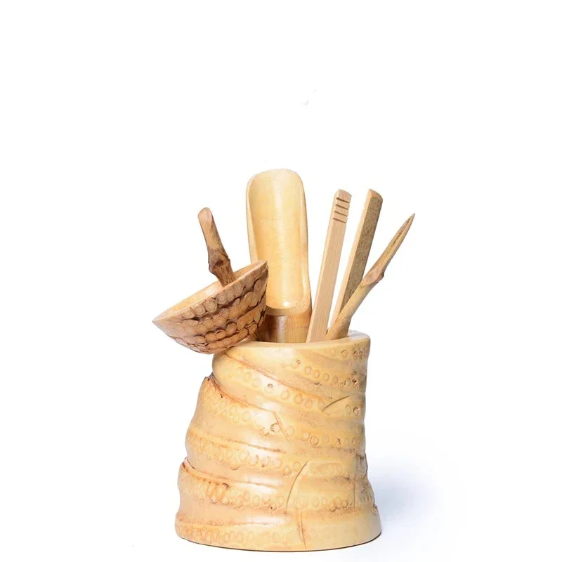 Chinese Bamboo Tea Tools Set Puer Knife Spoon Clip Strainer Vintage Handmade Kung Fu Tea Sets Accessories Ceremony