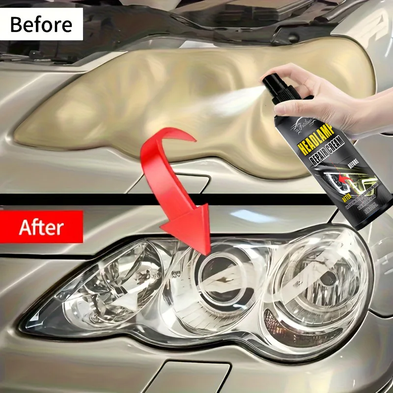 رذاذ إصلاح المصابيح الأمامية الخزفية 100 مل، أداة إصلاح المصابيح الأمامية المتقدمة للسيارات - إزالة الاصفرار والأكسدة، واستعادة الوضوح #1