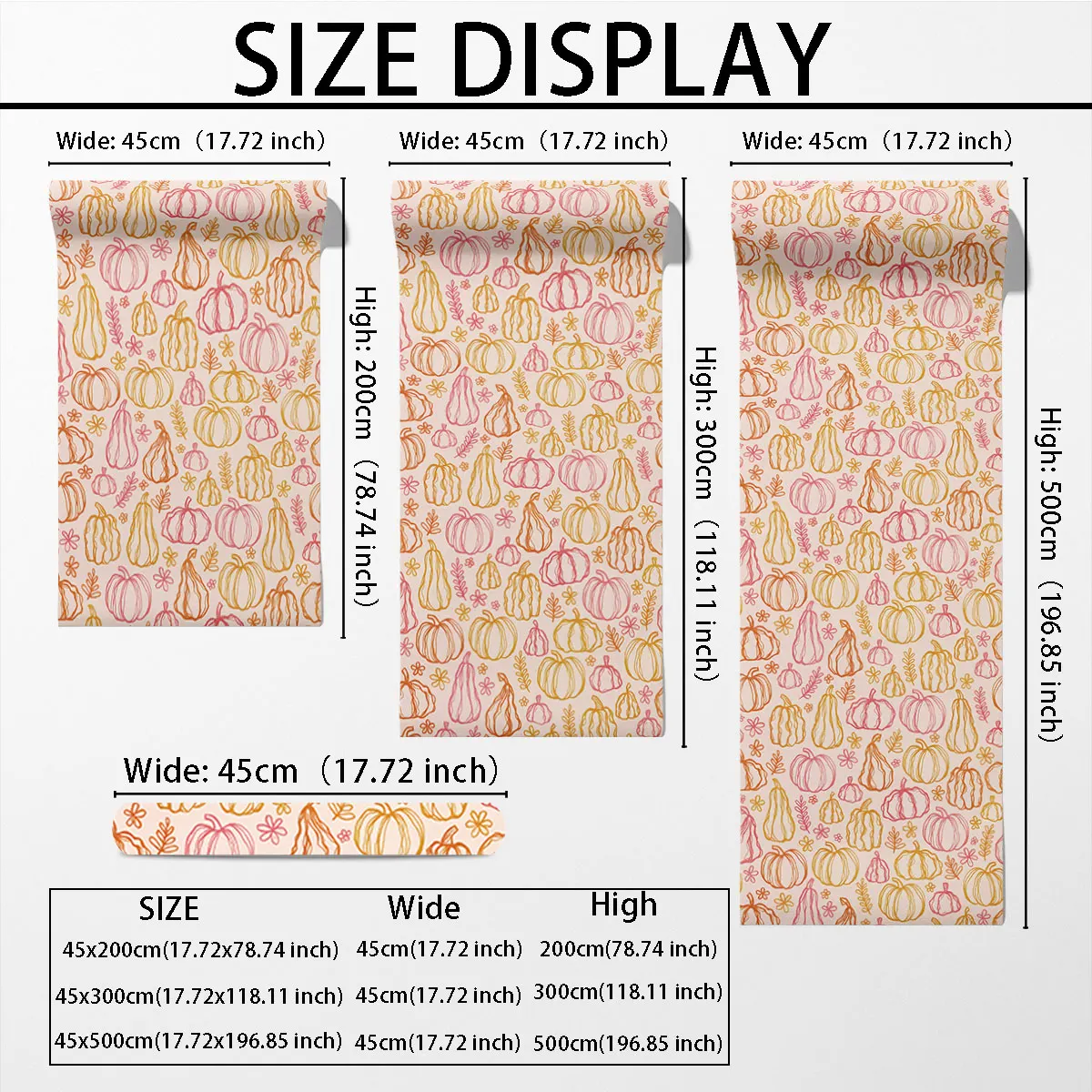 PVC self-adhesive pink background pumpkin flower pattern cyclic wallpaper for wall decoration and concealing imperfections