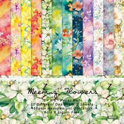 12pcs Floral Background Scrapbook Paper Patterned Paper Pack Decoration Handbook Album Paper Art Handmade Crafts Gift Packaging