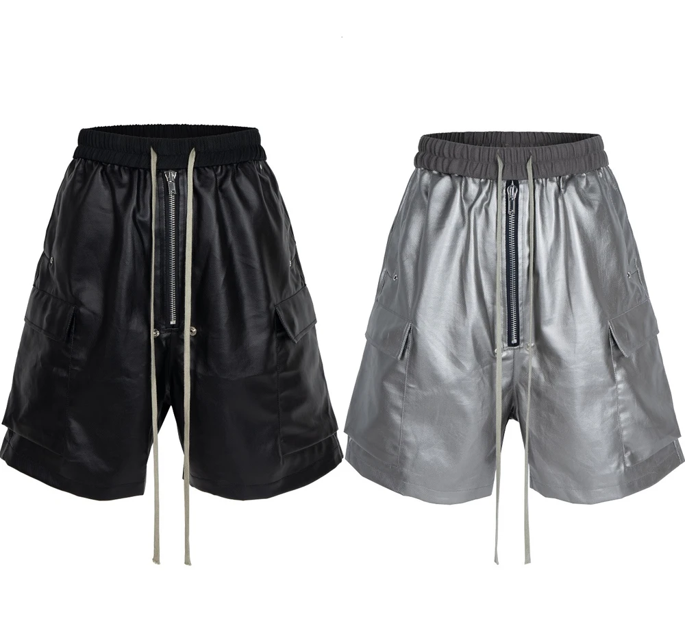 

Мужские шорты-карго с широкими штанинами и матовым покрытием, свободные летние шорты на шнурке, брюки длиной до колена