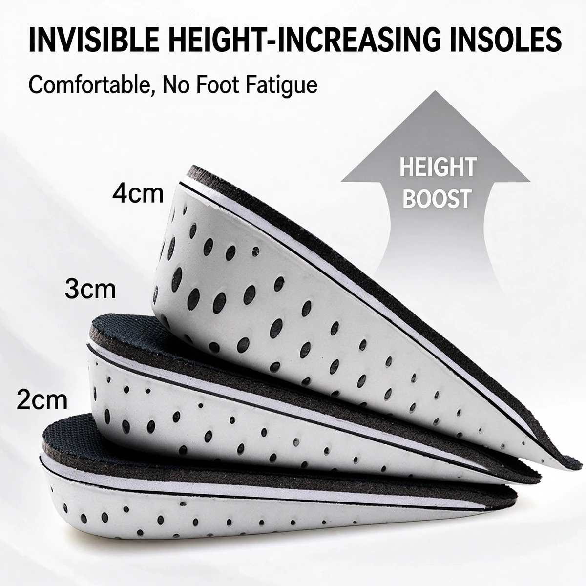 Height Increase Insoles Memory Foam Heel Insert Shoe Lifting Cushion 2 3 4 5cm Taller Invisible