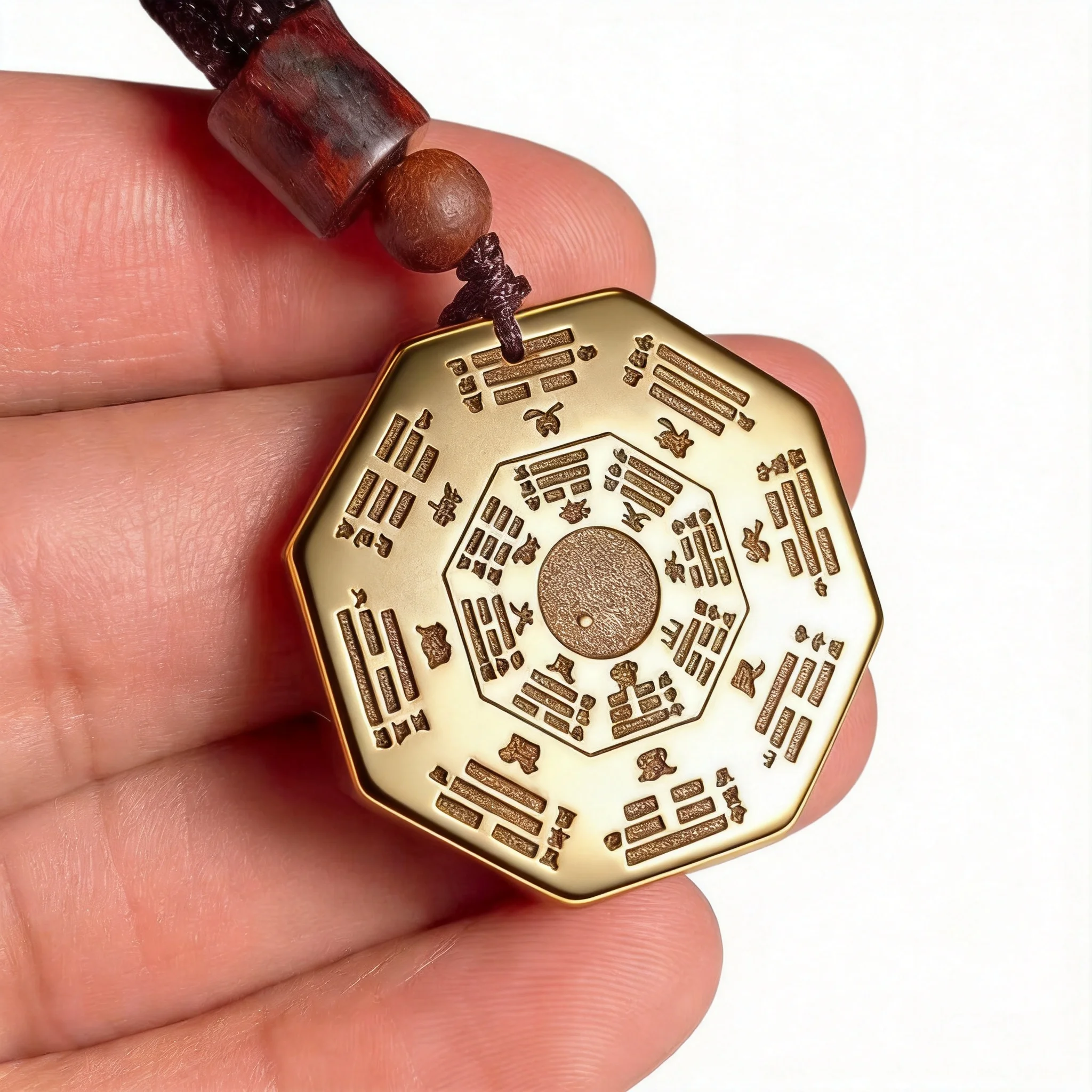 Natural High Content Cinnabar Chinese Traditional Bagua Pendant Lucky Blessing Protection Amulet Unisex Feng Shui Jewelry For