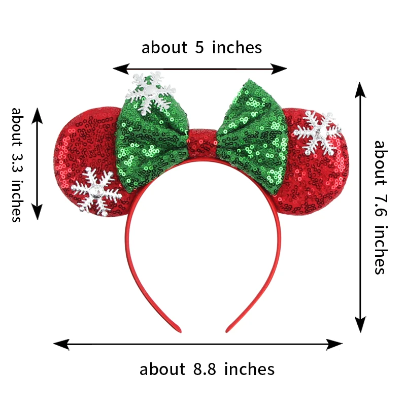 1pc クリスマスミッキーミニーマウス耳ヘアストラップスパークルボウクリスマスパーティーパーティーウェアギフト女性のヘアアクセサリー