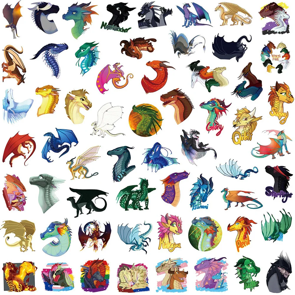 10/30/60PCS Wings of Fire Dragon Animal Cartoon Stickers DIY Laptop Luggage Skateboard Graffiti Decals Sticker for Kid Toys