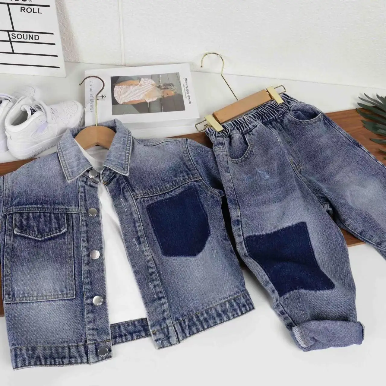 New Spring Autumn Tracksuit JeanSuit Child Baby Boy Cotton Clothing Set Kids Denim Jackets + Pants 2 Pcs For Kids Children Sets