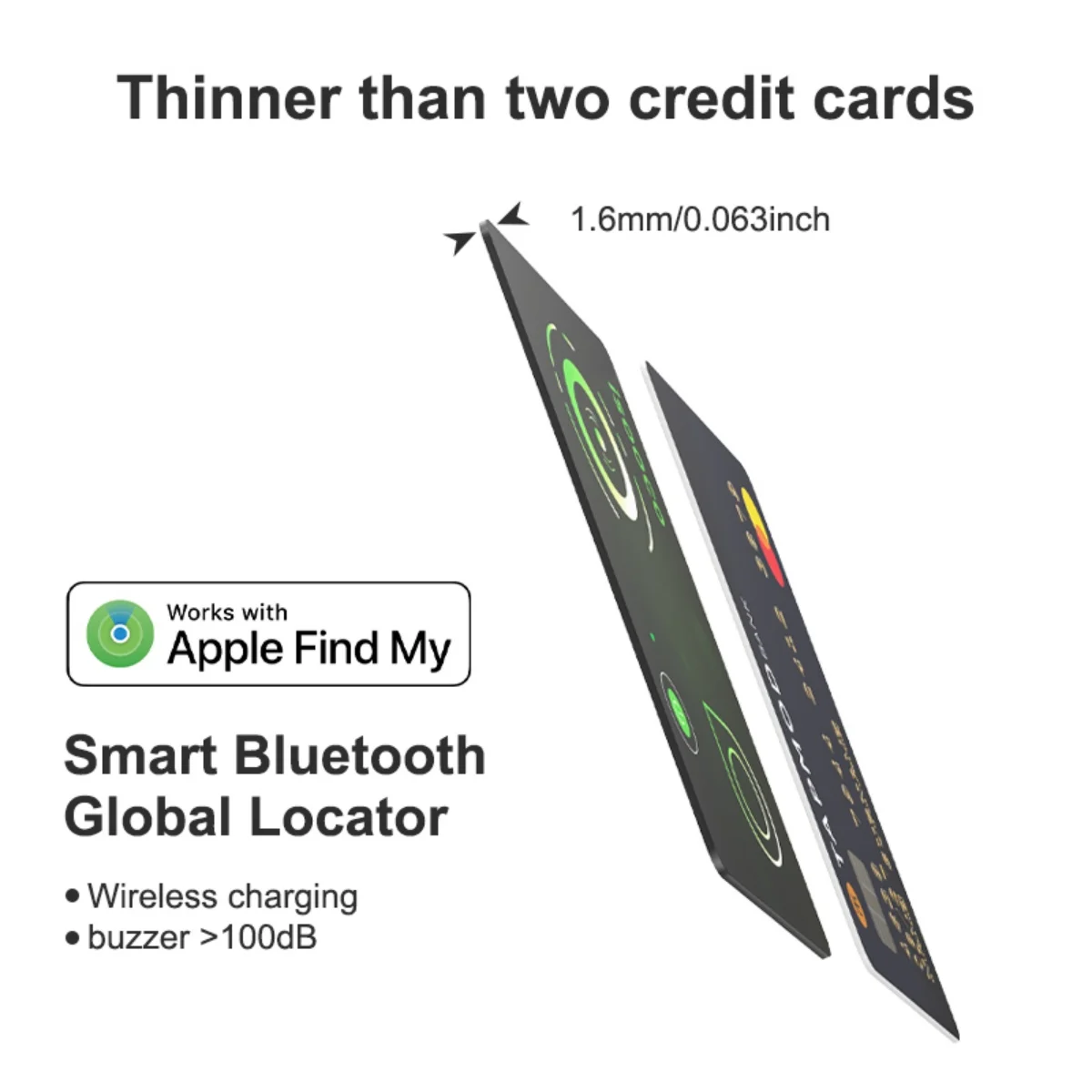 1/2 قطعة بطاقة تتبع بلوتوث للشحن اللاسلكي isooco (iOS فقط، وليس Android)، علامة الموقع الذكي، جهاز تعقب عالمي، مكتشف العناصر