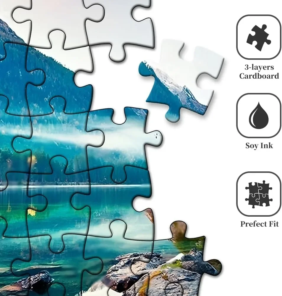 Claro lago quebra-cabeça 300/500/1000pc paisagem natural adulto quebra-cabeça de madeira para exercício cérebro pensando família gam presentes