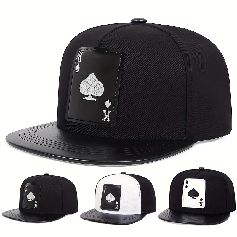 

Unisex Poker Spades K Embroidery Hip-hop Hats Spring And Autumn Outdoor Adjustable Sports Casual Baseball Caps Sunscreen Hat
