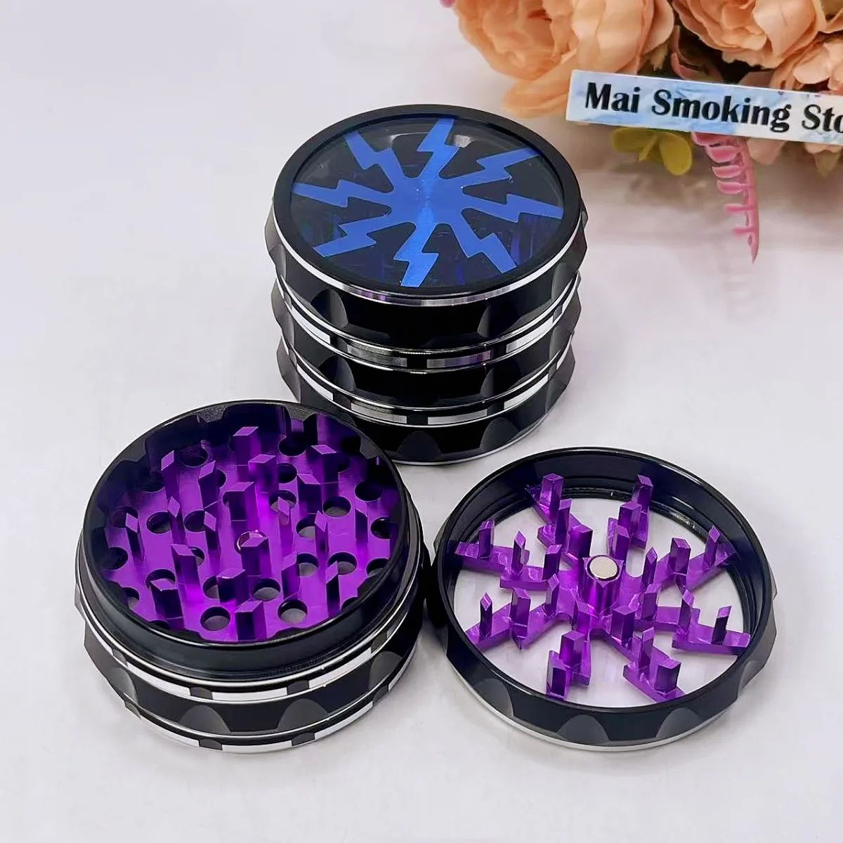 2.5inch Flash Herb Grinder Metal Aluminium Manual Salt Spice Mill Pepper Mortar Tobacco Grass Grinder Cigarette Smoking Tool