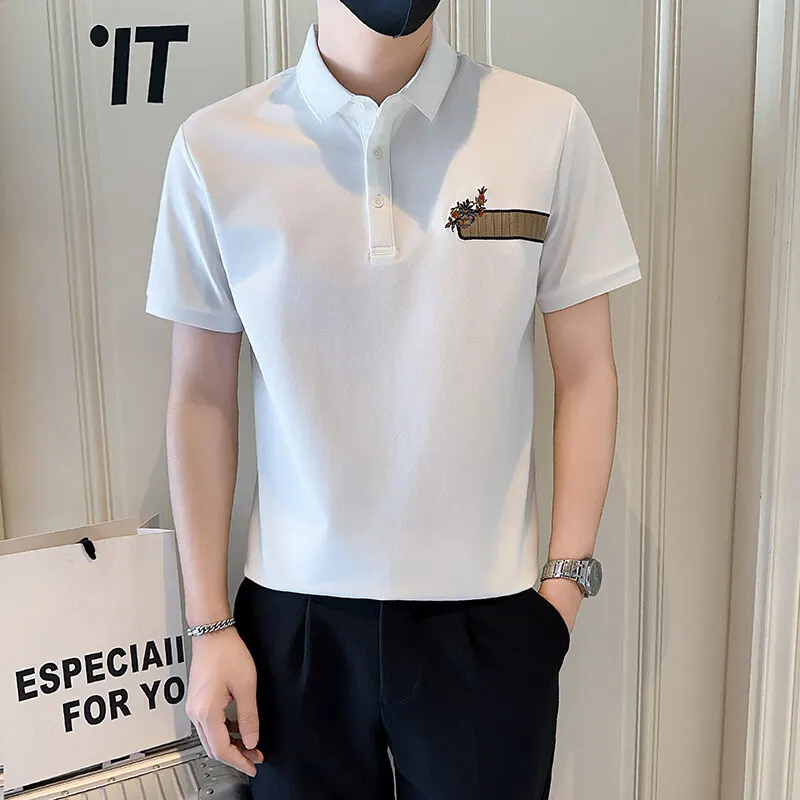 

High-quality Embroidery Cotton Polo Shirt for Men Casual Business Lapel Men's Golf T Shirts Summer Short Sleeved Polos Tee Tops