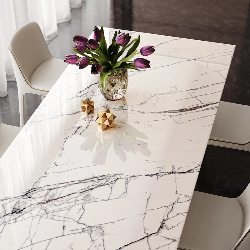 High-end luxury stone dining table Light luxury natural marble dining table Villa dining table