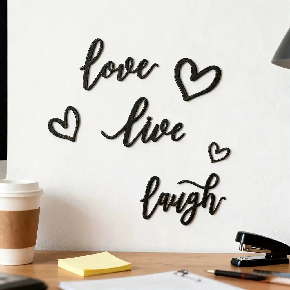 Live Love Laugh Metal Wall Art, 6-Piece Iron Set for Living Room Bedroom, Durable Gift