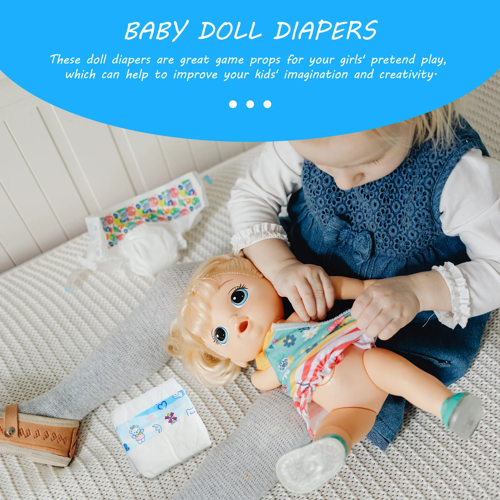 

3Pcs Baby Diapers Decorative Lightweight Wear Resistant Pretend Play Set for Kids Creative Imaginative Accessories