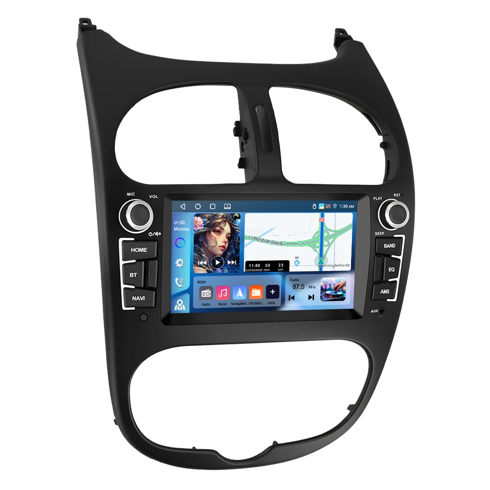 Podofo 7'' 2Din Carplay Autoradio für Peugeot 206 1998-2016 Citroen C2 2004-2008 Android Auto Autoradio GPS FM/RDS