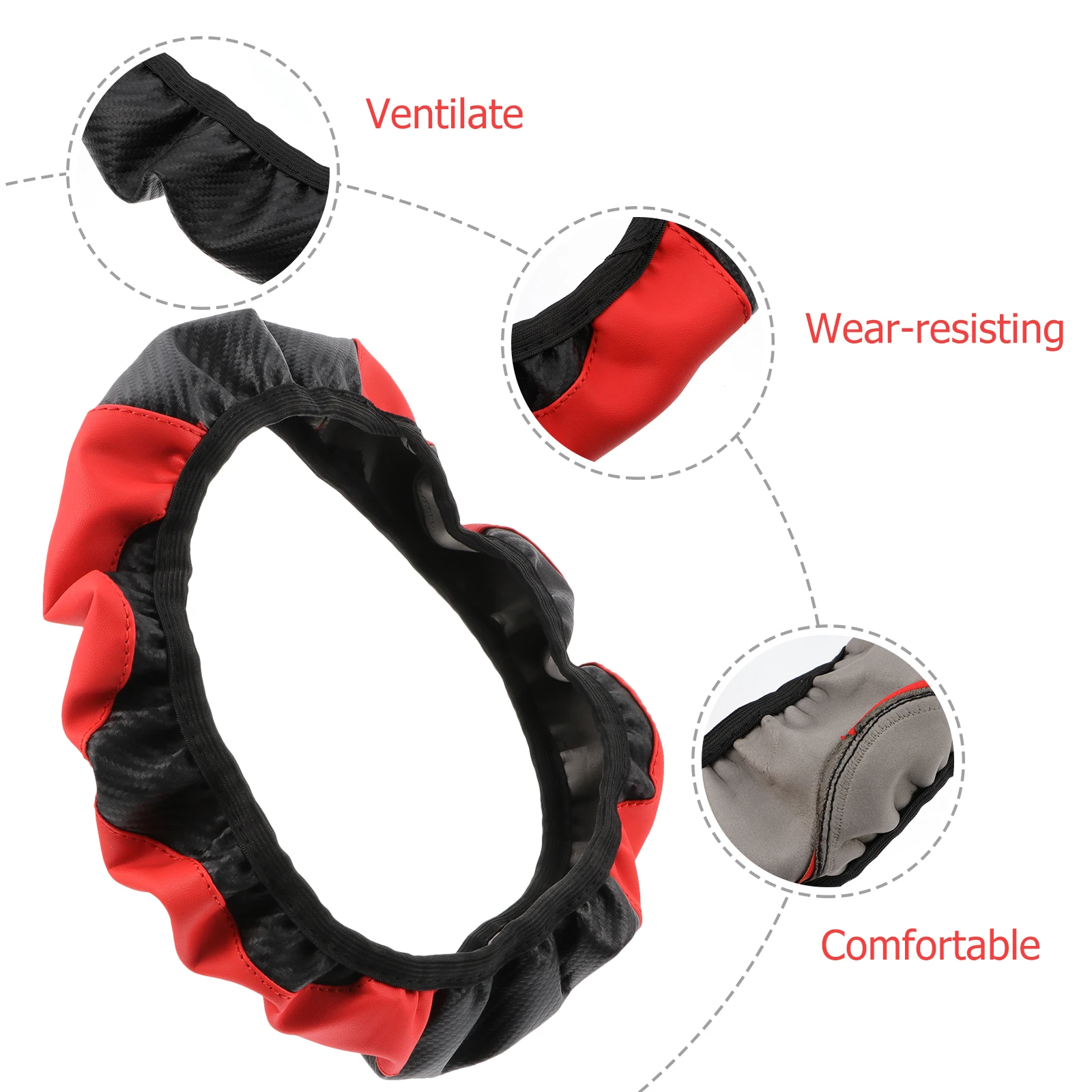 

Carbon Fiber Steering Wheel Cover Durable Breathable Anti Wear Driving Fatigue Relief Car Steering Wrap Protector Simple Design