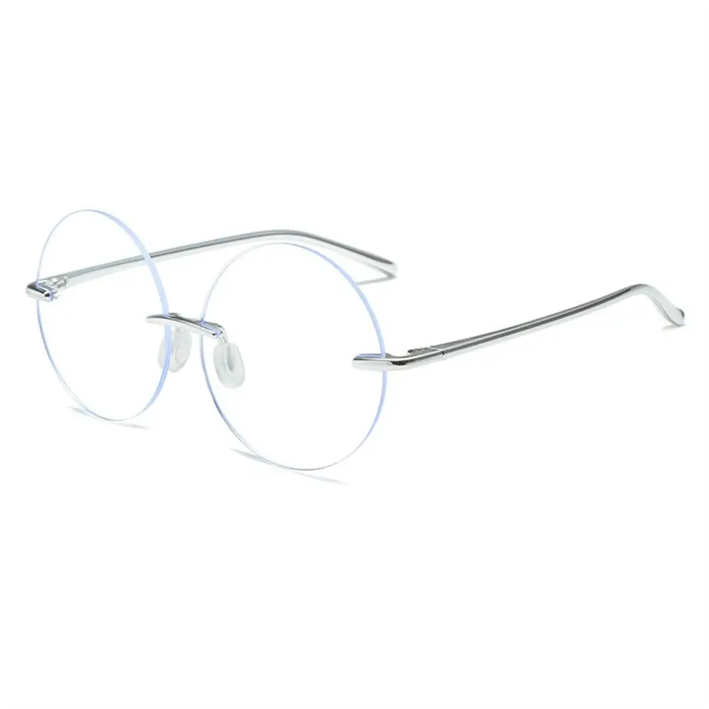 Diamond Cut Rimless Anti-UV Blue Rays Glasses High-definition Round Frame Computer Goggles Ultralight Eyeglasses Women Men