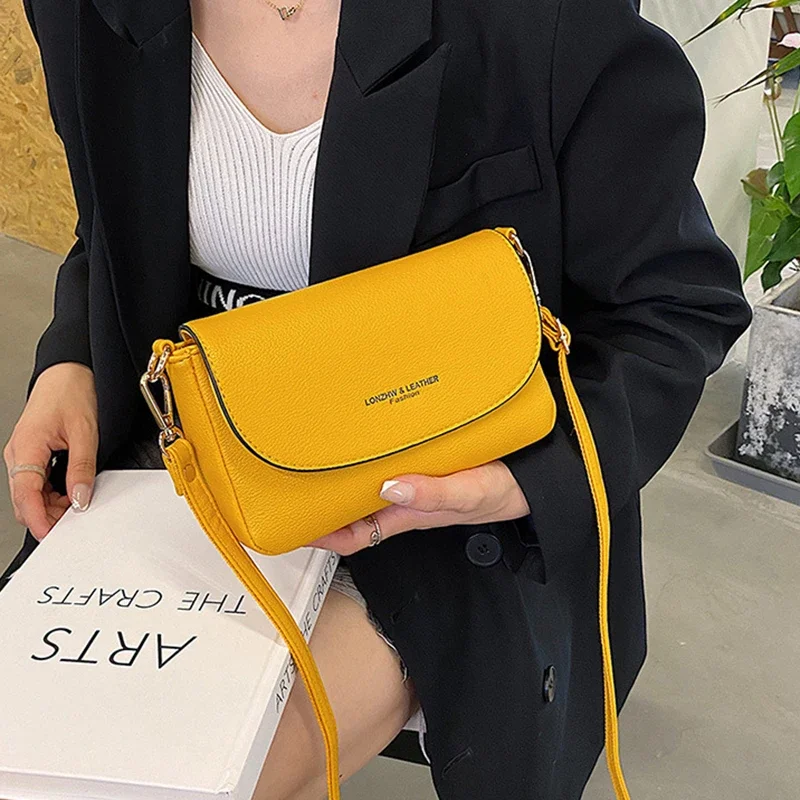 

Korean Version Lychee Patterned PU Leather Portable Small Bag New Solid Simple Casual One Shoulder Crossbody Handbag Case