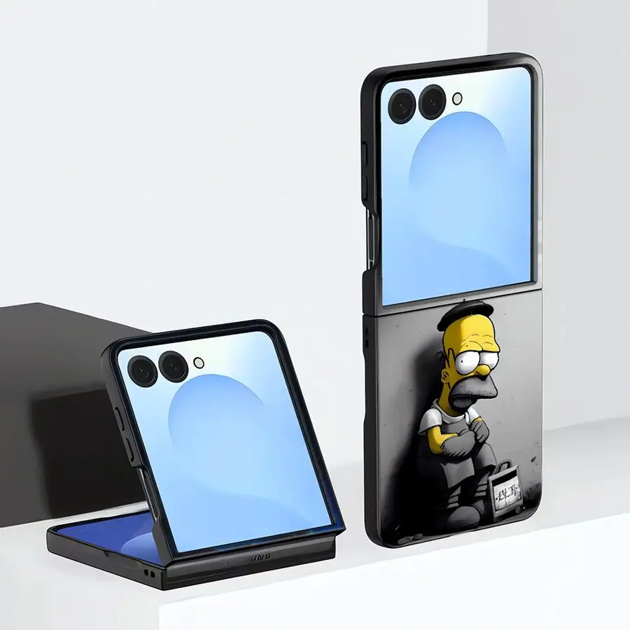 Case for Samsung Galaxy Z Flip8 ZFlip7 FE ZFlip4 ZFlip5 ZFlip6 ZFlip3 Z Flip 7 6 5 8 Phone Shell S-Simpsons B-Bart Crying