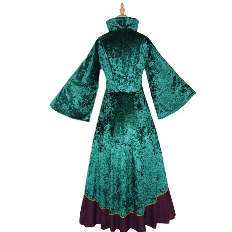 Fantasia medieval de veludo para cosplay, vestido longo de bruxa, winifred sanderson, adultos, mulheres, halloween, carnaval, palco, disfarce, 5ftu ^ 5f