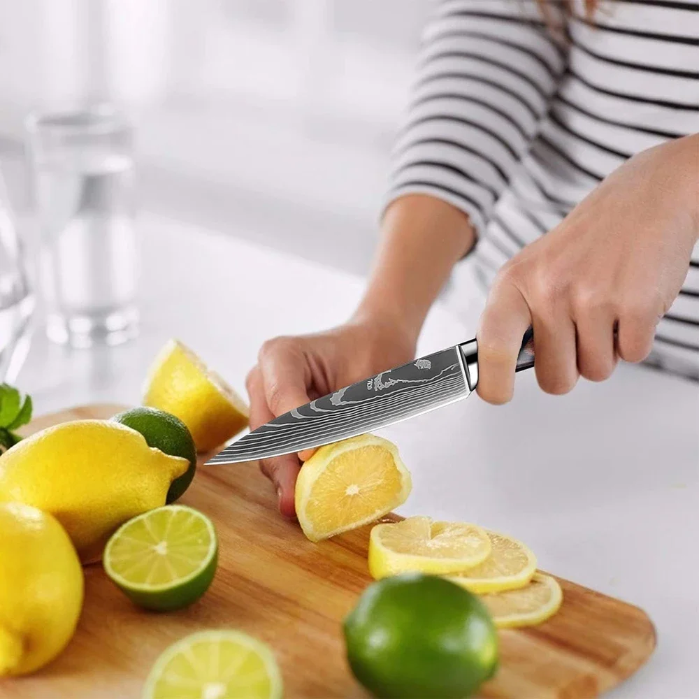 5 Inches Kitchen Utility Knife Multi-purpose Chef Knife Super Sharp Blade Cutting Slicing Fruit Vegetable Meat Slicing Knives