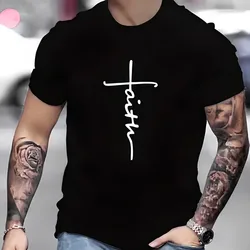 Pure Cotton Retro Faith Print Summer T-shirt For Men Women Fashion High Quality Short Sleeve Loose Sports Tshirt Breathable Top