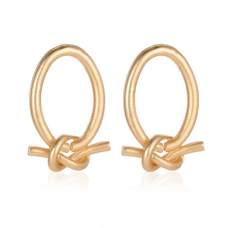 New Personality Simple Temperament Knot Gold Stud earrings for Women Fashion Cold Wind Instagram Twist Earrings Drop Party